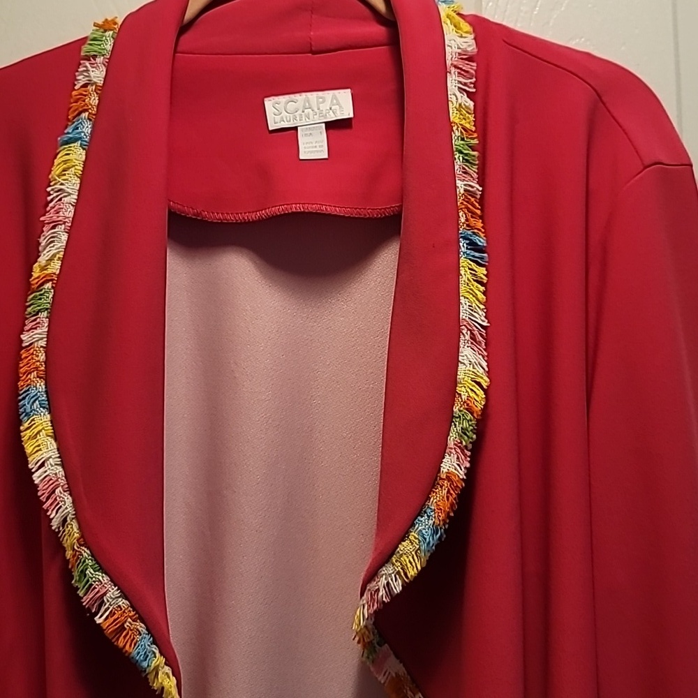 Scarpa Lauren Pierre Fuchsia Blazer with Colorful Trim Size Large Nwt - Picture 3 of 10
